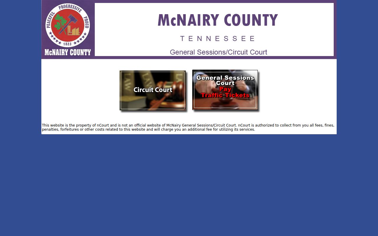 McNairy County case lookup nCourt vendor page