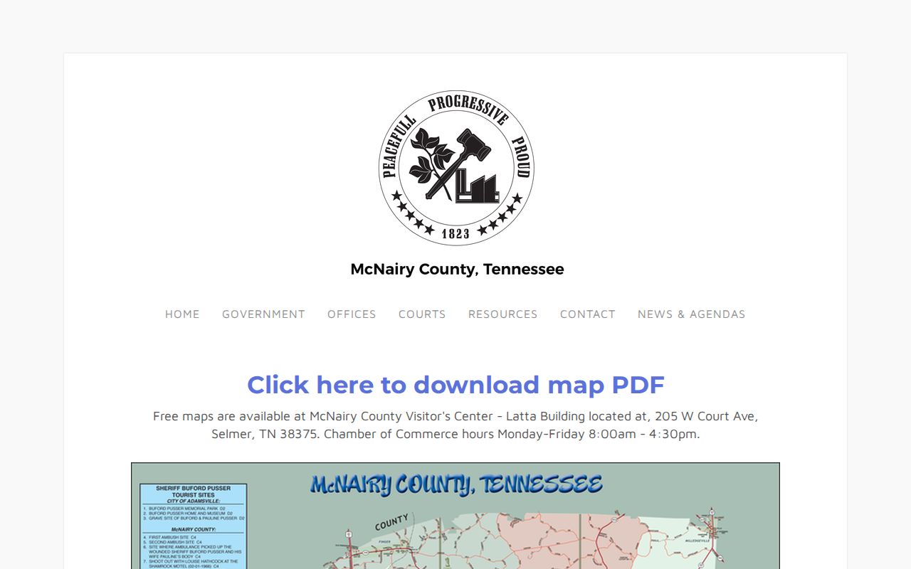 Official map context for Adamsville court docket routes in McNairy County