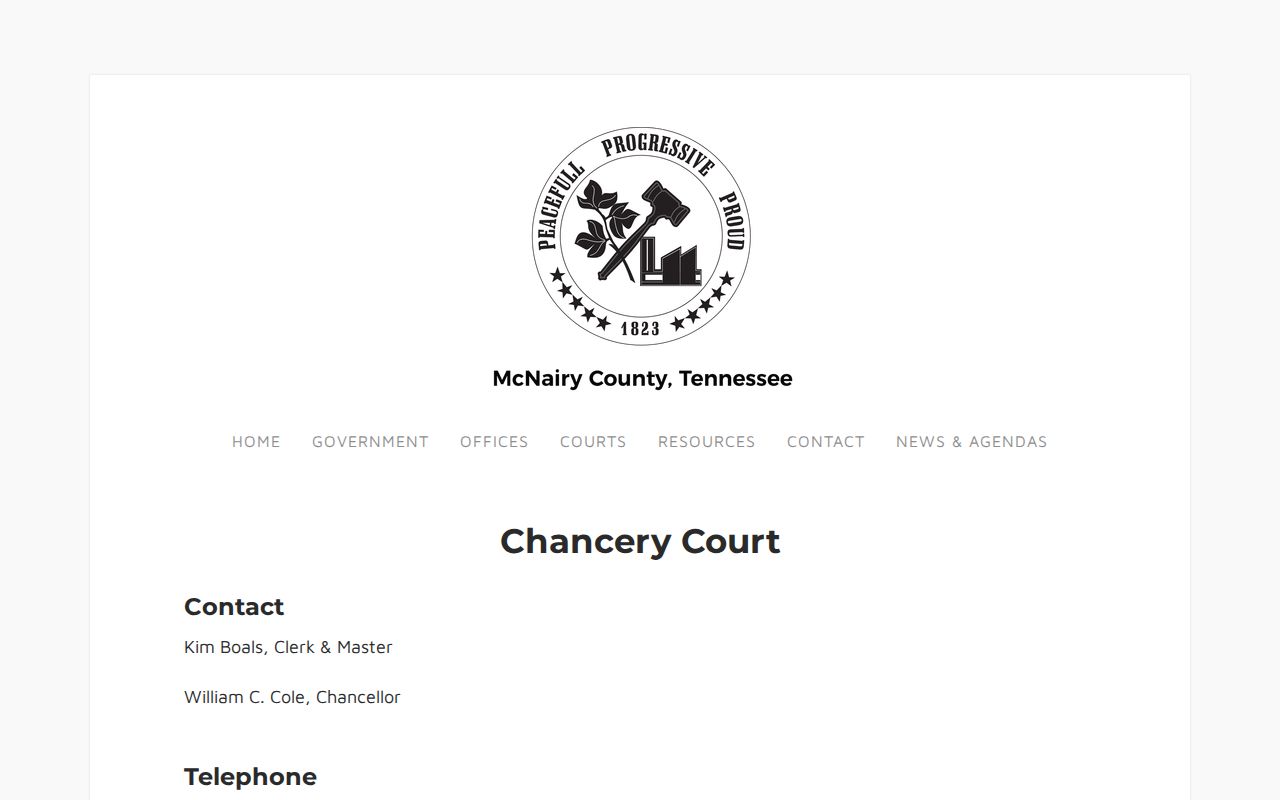 McNairy County court docket Chancery clerk page