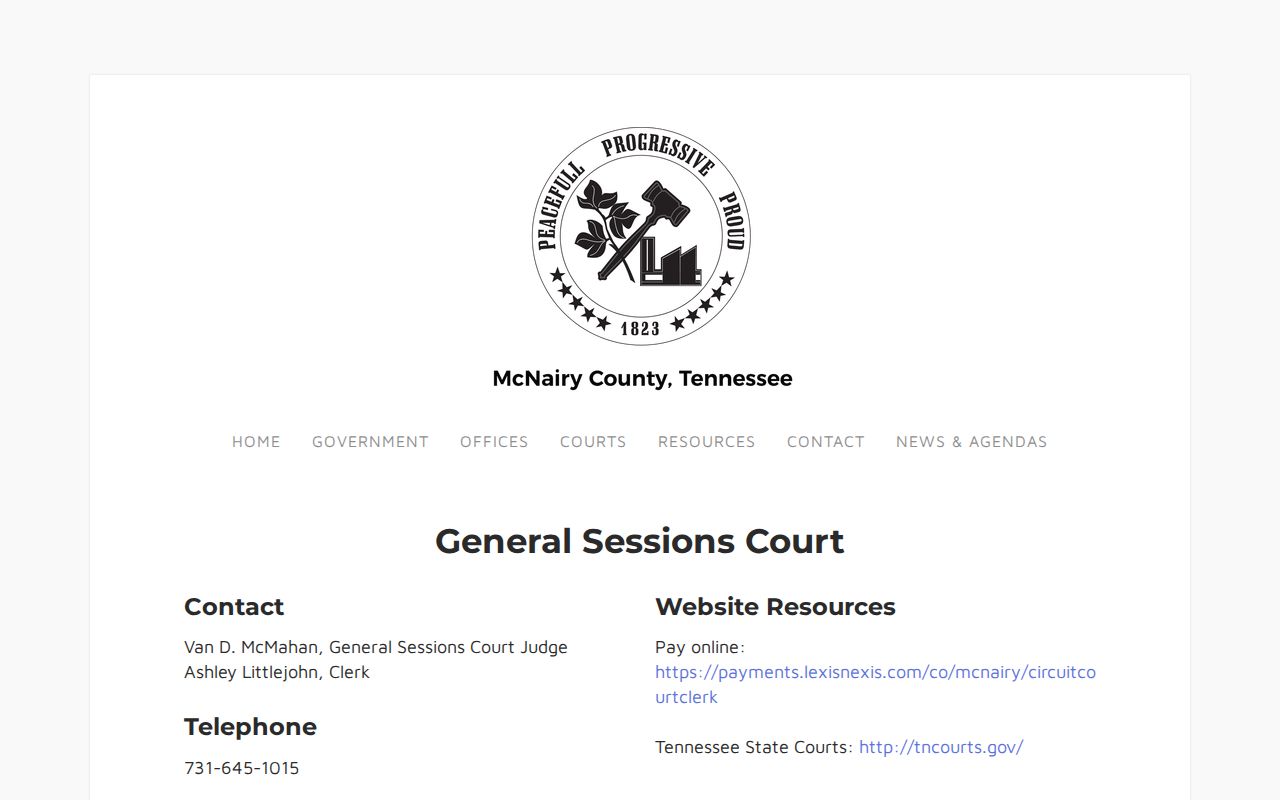 McNairy County court docket General Sessions contact