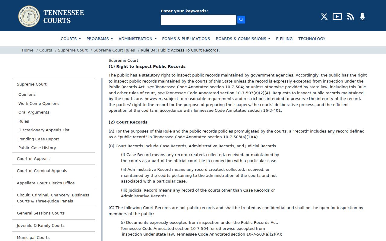 McNairy County court docket Tennessee Rule 34 access categories