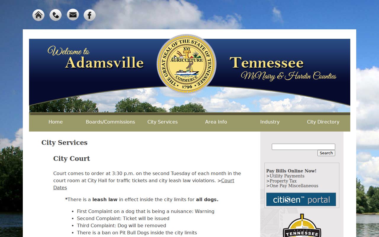 McNairy County traffic tickets Adamsville City Court page